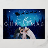 Magische prettige kerstdagen - Foto en boodschap Z Folie Feestdagenkaart (Voorkant)