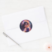 Magische Prinses in Tiara Grote Ogen Ronde Sticker (Envelop)