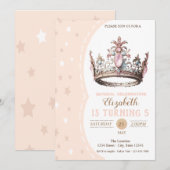 Magische Prinses Kroonsterren Verjaardag Kaart (Voorkant / Achterkant)