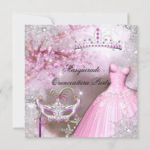 Magische Prinses Quinceanera Maskerade Roze Kaart
