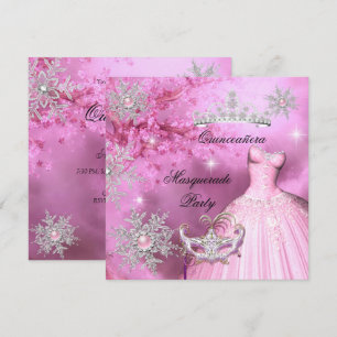 Magische Prinses Quinceanera Maskerade Roze Kaart