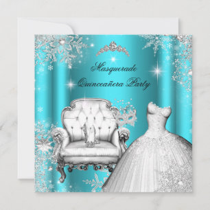 Magische Prinses Quinceanera Maskerade Teal Kaart