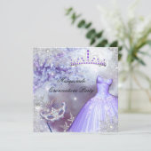 Magische prinses Quinceanera Masquerade Paars Kaart (Staand voorkant)