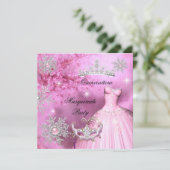 Magische prinses Quinceanera Masquerade Pink Kaart (Staand voorkant)