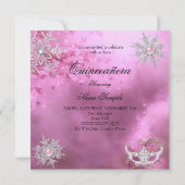 Magische prinses Quinceanera Masquerade Pink Kaart (Achterkant)