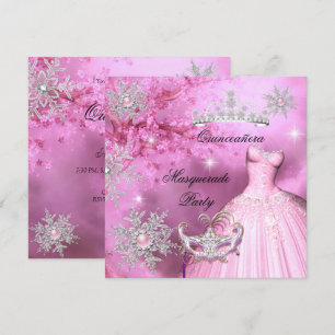 Magische prinses Quinceanera Masquerade Pink Kaart