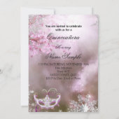 Magische prinses Quinceanera Masquerade Pink Kaart (Achterkant)