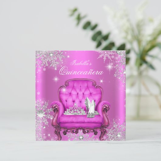 Magische prinses Quinceanera Pink Birthday Party Kaart (Staand voorkant)