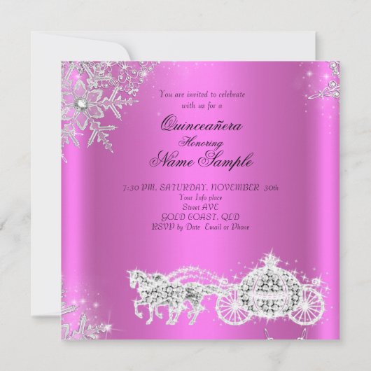 Magische prinses Quinceanera Pink Birthday Party Kaart (Achterkant)