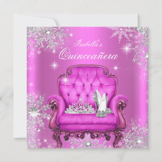 Magische prinses Quinceanera Pink Birthday Party Kaart (Voorkant)