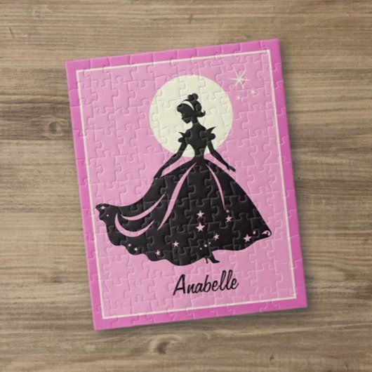 Magische prinses Sillouette gepersonaliseerd Legpuzzel