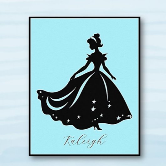 Magische prinses Sillouette gepersonaliseerde prin Poster