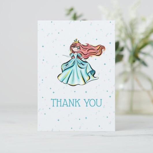 Magische prinses sprookjesfeest dank je kaart (Staand voorkant)