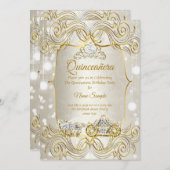 Magische Quinceanera carrousel Beige Silver Kaart (Voorkant / Achterkant)