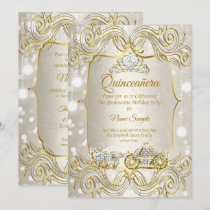 Magische Quinceanera koets goud Beige Zilver Kaart