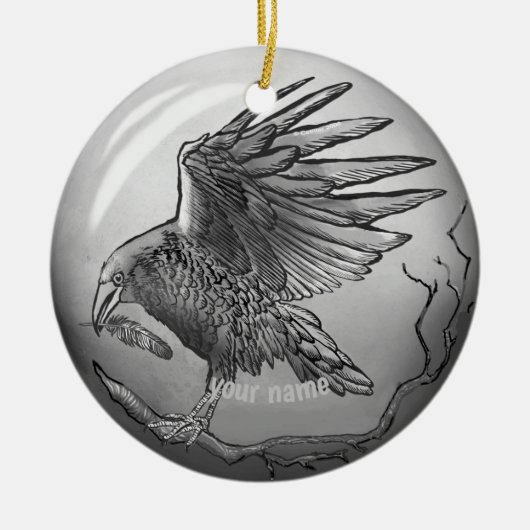 Magische Raaf Keramisch Ornament (Voorkant)