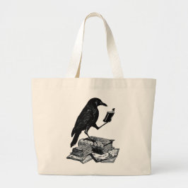 Magische raaf met academische boeken grote tote bag