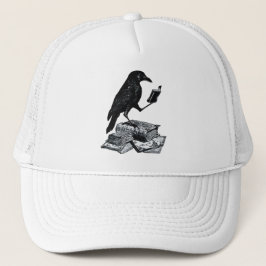 Magische raaf met academische boeken trucker pet