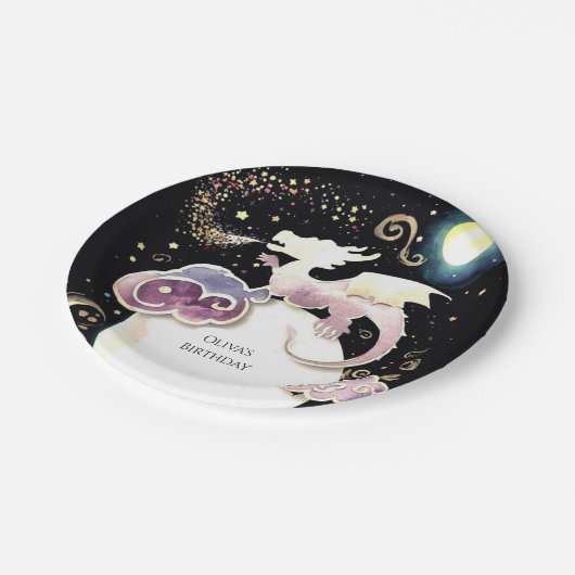 Magische Radiant Dragon Verjaardag Papieren Bordje (Gekanteld)