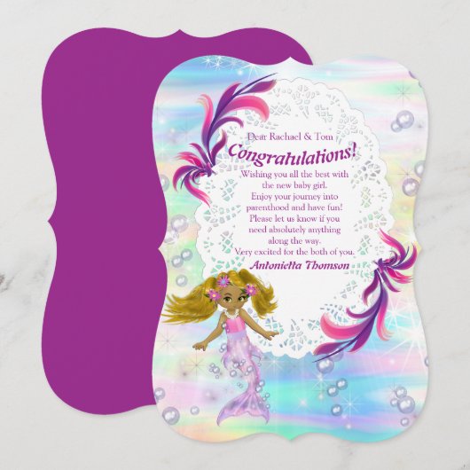 Magische Rainbow Baby Mermaids Congrates-kaart Kaart (Voorkant / Achterkant)