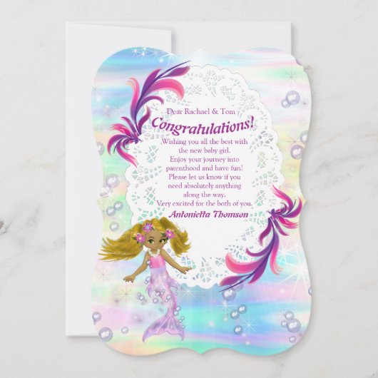 Magische Rainbow Baby Mermaids Congrates-kaart Kaart (Voorkant)