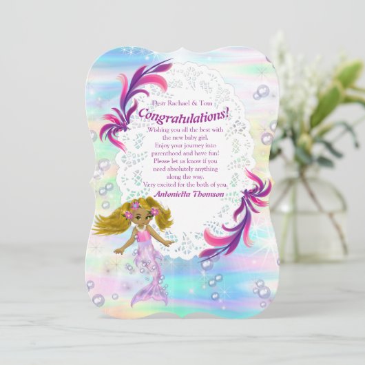 Magische Rainbow Baby Mermaids Congrates-kaart Kaart (Staand voorkant)