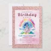 Magische Rainbow Castle 10e verjaardag uitnodiging (Voorkant)