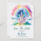 Magische Rainbow Castle Verjaardag Save The Date - Kaart (Voorkant)