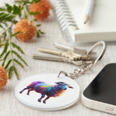 Magische Rainbow Sheep Art Sleutelhanger (Voorkant Rechts)