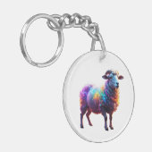 Magische Rainbow Sheep Art Sleutelhanger (Voorkant Links)