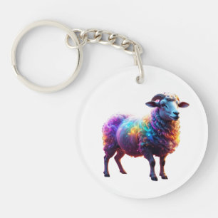 Magische Rainbow Sheep Art Sleutelhanger