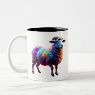 Magische Rainbow Sheep Art Tweekleurige Koffiemok