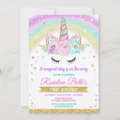 Magische Rainbow Unicorn Party Verjaardag Kaart (Voorkant)
