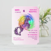 Magische Rainbow Unicorn Schattigee Girly Party Ui Kaart (Staand voorkant)