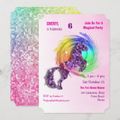 Magische Rainbow Unicorn Schattigee Girly Party Ui Kaart (Voorkant / Achterkant)