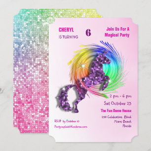 Magische Rainbow Unicorn Schattigee Girly Party Ui Kaart