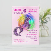 Magische Rainbow Unicorn Schattigee Girly Party Ui Kaart (Staand voorkant)