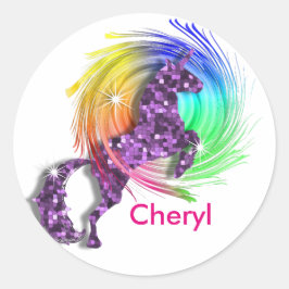 Magische Rainbow Unicorn thema Ronde Sticker