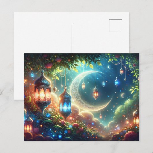 Magische ramadan en lantaarns briefkaart (Voorkant / Achterkant)