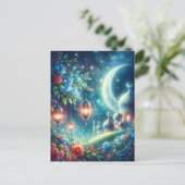 Magische Ramadan Maan & Moskee Briefkaart (Staand voorkant)