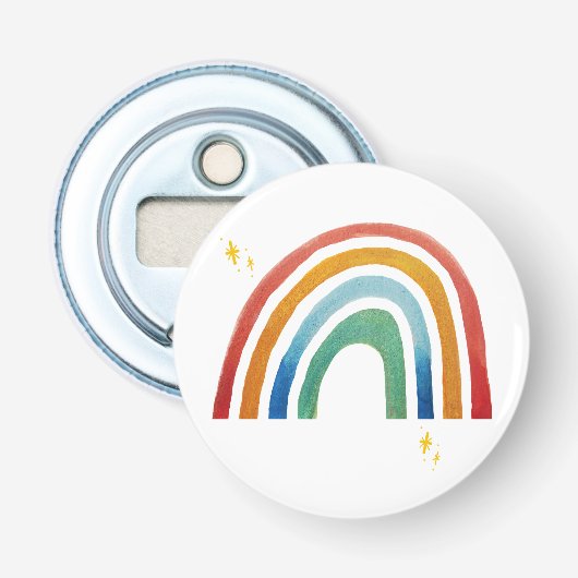 Magische Regenboog Button Flesopener (Voorkant)