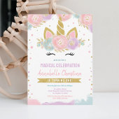 Magische Regenboog Eenhoorn 1e Verjaardag Uitnodig Kaart