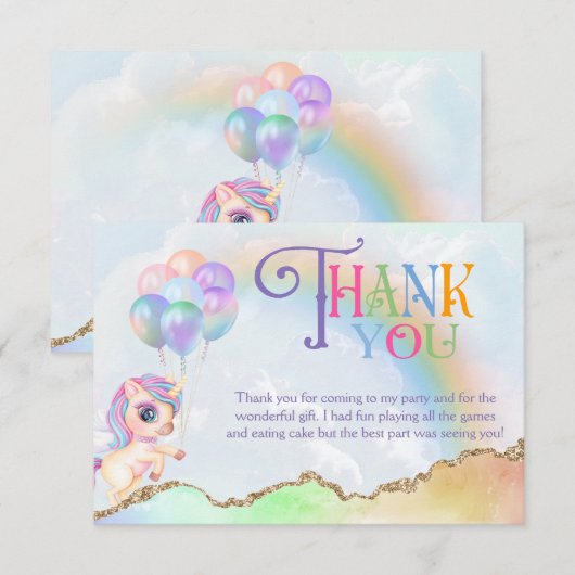 Magische Regenboog Eenhoorn Bedankkaart (Voorkant / Achterkant)