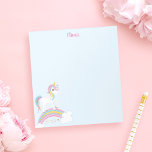 Magische Regenboog Eenhoorn Blauw Gepersonaliseerd Notitieblok<br><div class="desc">Schattige eenhoorn notitieblok met sterretjes en een regenboog op een lichtblauwe achtergrond. Personaliseer met haar naam om een leuk cadeau te maken voor een meisje!</div>