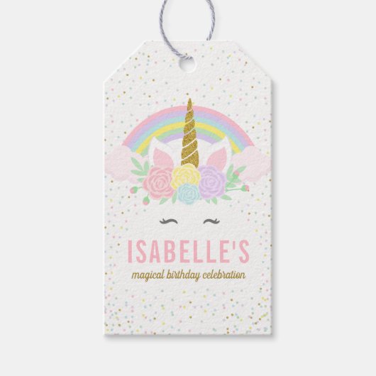Magische Regenboog Eenhoorn Gift Hang Label Cadeaulabel (Voorkant)