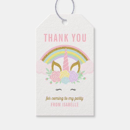 Magische Regenboog Eenhoorn Gift Hang Label Cadeaulabel (Voorkant)