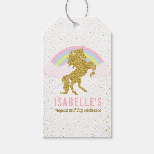 Magische Regenboog Eenhoorn Gift Hang Label Cadeaulabel (Voorkant)