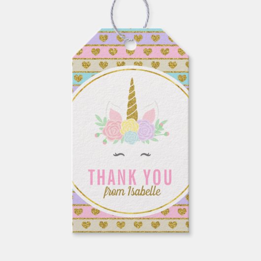 Magische Regenboog Eenhoorn Gift Hang Label Cadeaulabel (Voorkant)