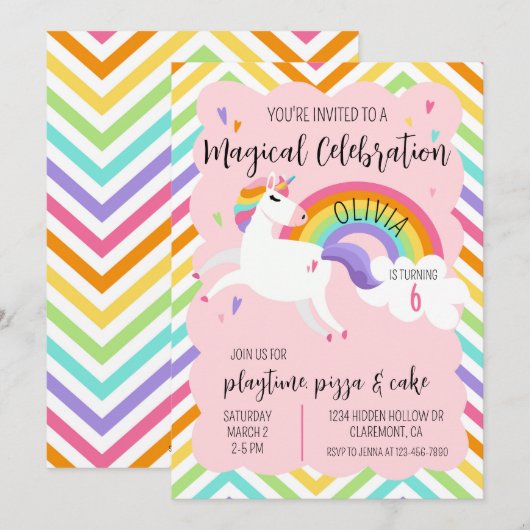magische regenboog eenhoorn meisje verjaardag uitn kaart (Voorkant / Achterkant)
