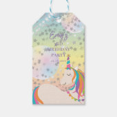 Magische Regenboog Eenhoorn Meisje Verjaardagsfees Cadeaulabel (Voorkant)